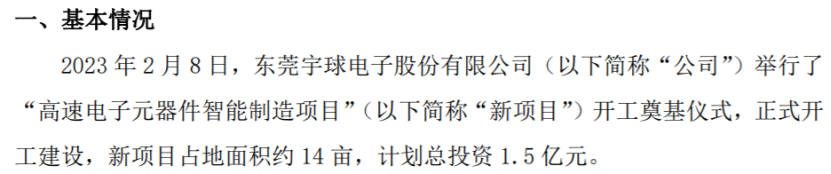 亿博电竞 亿博官网宇球电子的高速电子元器件智能制造项目正式开